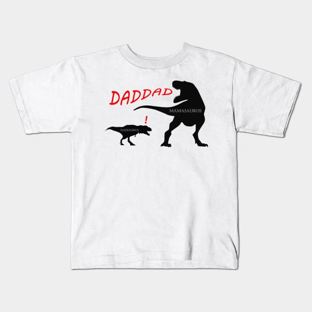 Mamasaurus and Dadsaurus Dinosaur Family T-shirt Kids T-Shirt by Hercules t shirt shop